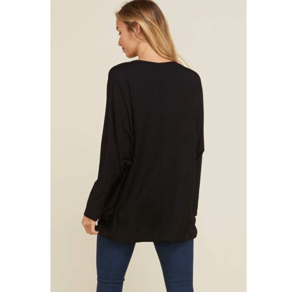 LARSON DOLMAN SLEEVE LOOSE SOFT TOP SHIRT BLACK - Picture 3 of 3